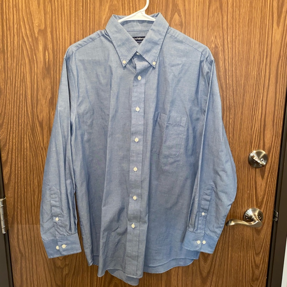 EUC croft & barrow blue 16 1/2 32/33 dress shirt classic fit